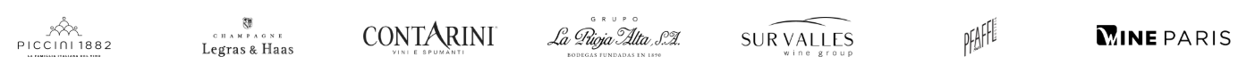 Piccini 1882, Champagne Legras & Haas, Contarini, Grupo La Rioja Alta S.A., Sur Valles Wine Group, Pfaffl, Wine Paris